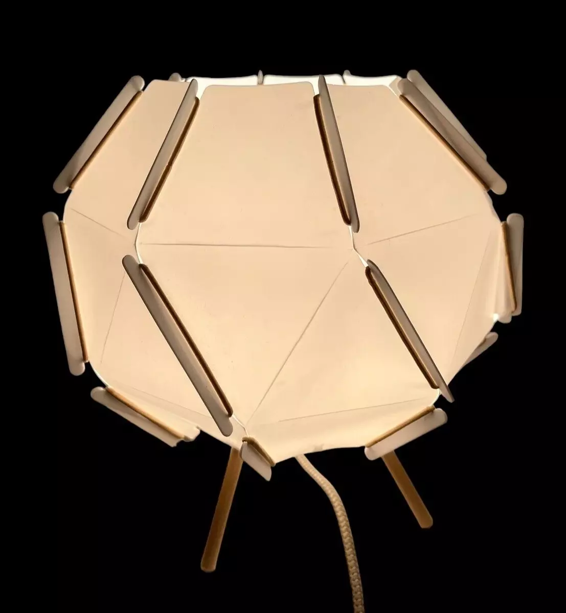 IKEA Sjopenna Table Lamp Geometric White Plastic Shade Wooden Legs