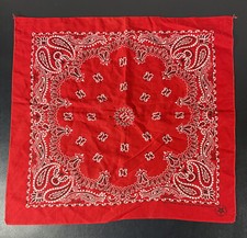 Vintage WAMCRAFT RN 14193 Red Cotton Bandana Handkerchief Made In USA