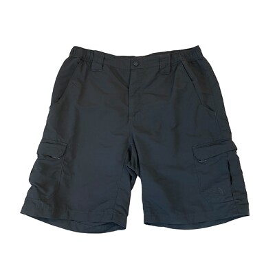 North Face Paramount Peak Cargo Short Men M Charcoal Partial Elastic Waist Nylon