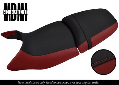 PASST FÜR BMW R 1150 R 01-06 MASSGEFERTIGTER GRIFF VINYL SITZBEZÜGE SET SCHWARZ & DUNKELROT