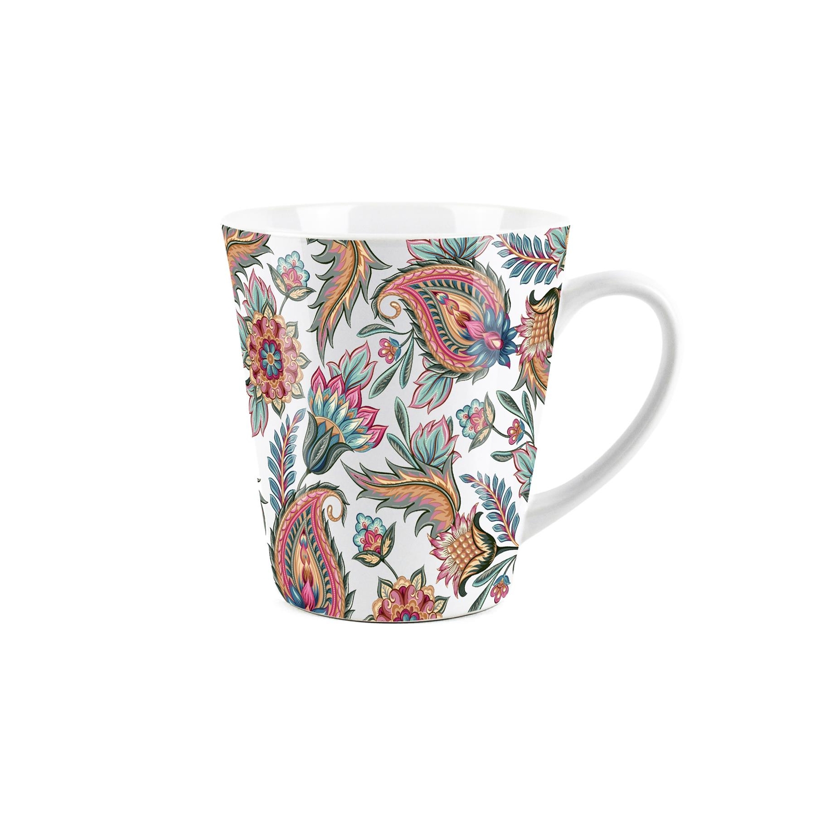 Paisley Flowers Latte Mug - Multicolour Floral Coffee Cup Gift