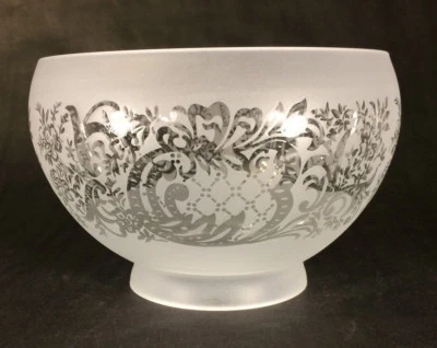 4" fitter FROSTED SATIN ETCHED GLASS FIXTURE LAMP SHADE CLEAR FILIGREE #FS511I