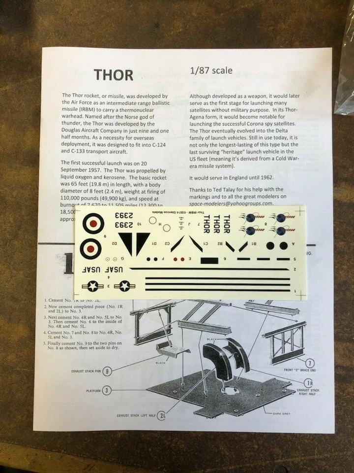 GLENCOE/ADAMS #8904 1/87TH SCALE THOR ROCKET PLASTIC MODEL KIT ,(NEW IN BOX) - Image 3 of 4