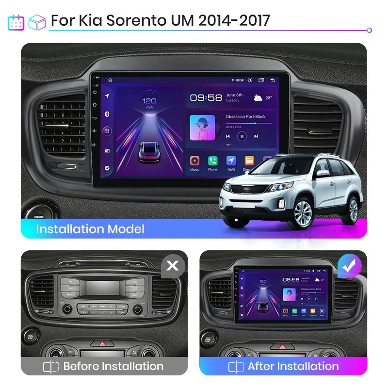 Autoradio GPS pour Kia Sorento 2014-2017 avec Carplay sans fil et Android Auto
