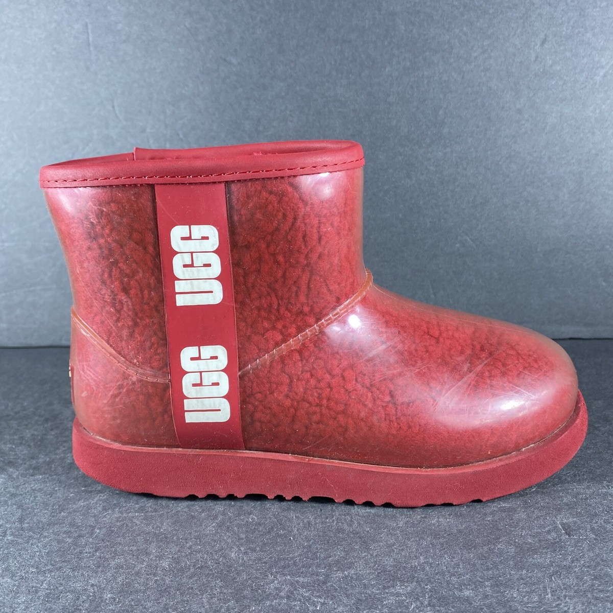 Ugg Classic Clear Mini Ankle Rain Boots Faux Fur Women - Sz 3 | eBay