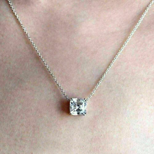 Simulated Diamond Solitaire Pendant 14k 