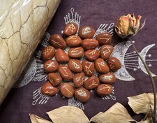 Red Jasper Elder Futhark Rune Set, Etched And Hand Painted Crystal Runes