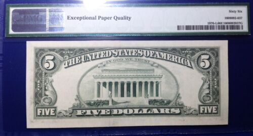 1981 $5 Federal Reserve Note Fr-1976-L San Francisco PMG66 Gem PPQ - Picture 3 of 4