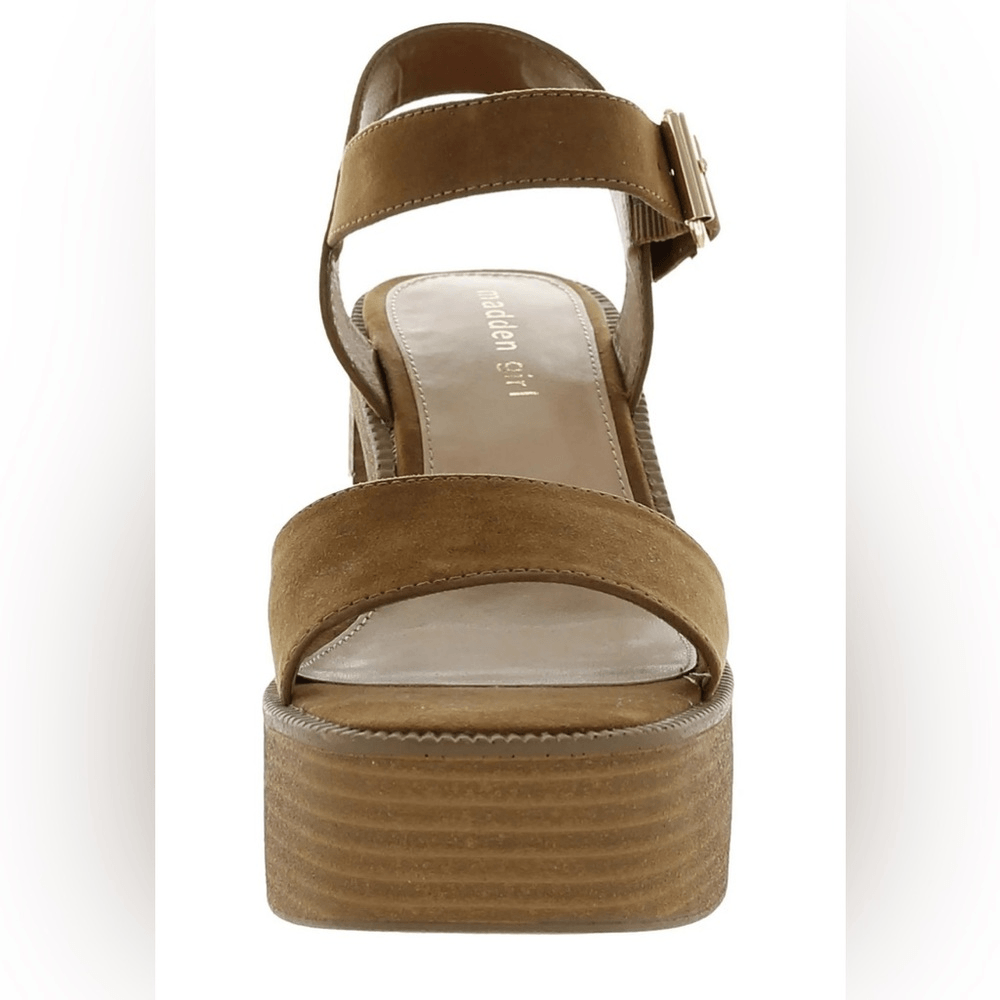 NIB Madden Girl Women's Brown Platform Chunky 4” Heel Sandal Shoe