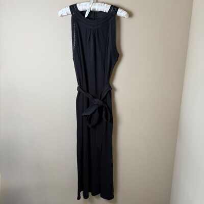NWT Talbots Nantucket Slub Halter Maxi Tank Dress Black Womens L Large  Belted | eBay