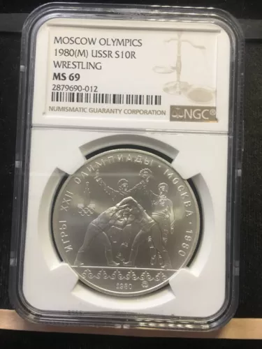 1980 (M)  Russia Olympics, Wrestling, 10 Rouble,  NGC Graded**MS-69**Cert# 012