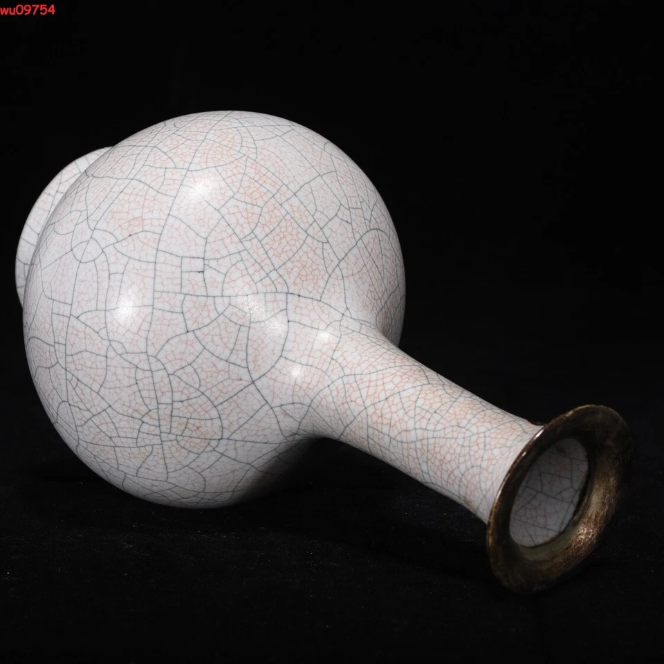 Botella boca bolsa plata con incrustaciones de porcelana Ge dinastía Song china de 7,8" Foto 3 de 4