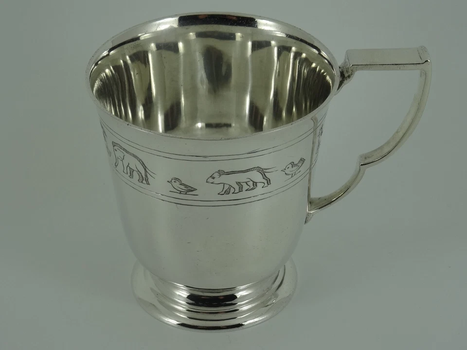 TAZA DE BAUTIZO RARA GEORGE V PLATA ESTERLINA SÓLIDA ARCA DE NOÉ LONDRES 1934 Foto 4 de 4