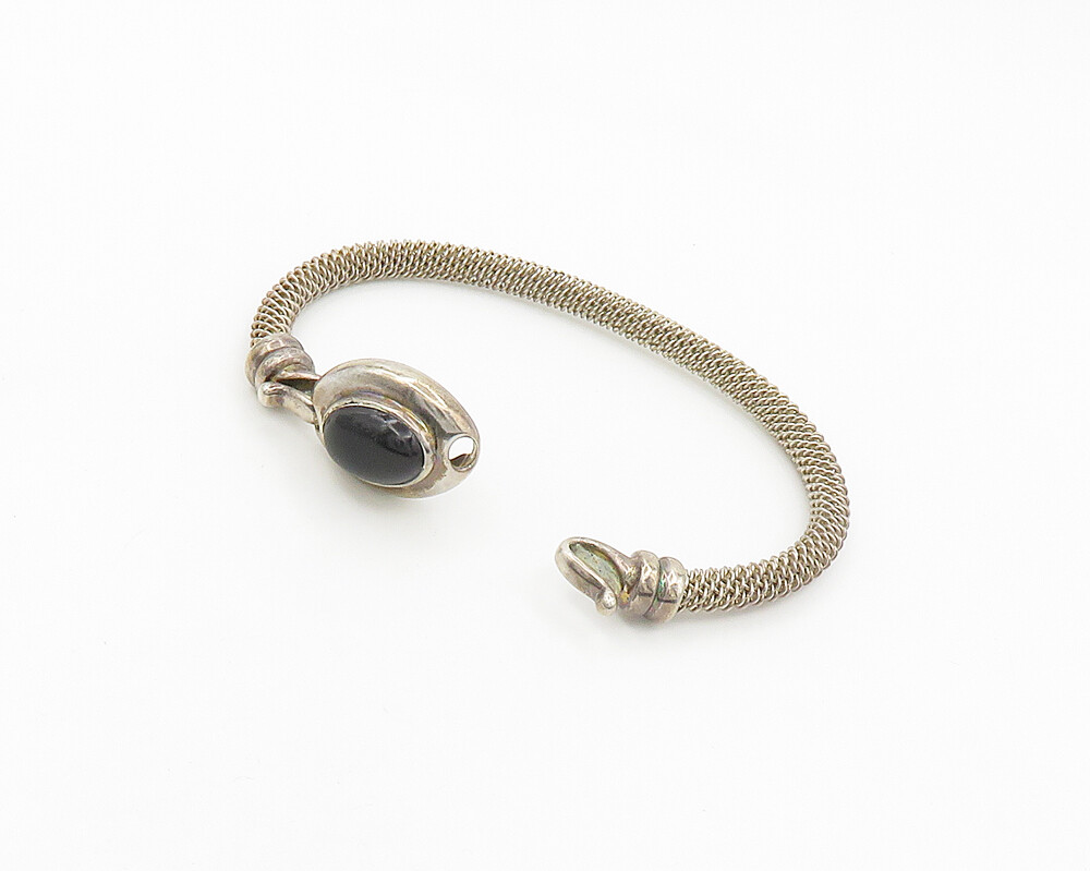 ESPO SIG 925 Sterling Silver Vintage Black Onyx Hook Bangle ESPO SIG 925 Sterling Silver Vintage Black Onyx Hook Bangle