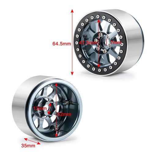 Llanta de ruedas Beadlock de metal 2,2 con orugas de radiocontrol 1/10 para Wraith 90048 RR10 SCX10 - Imagen 8 de 28