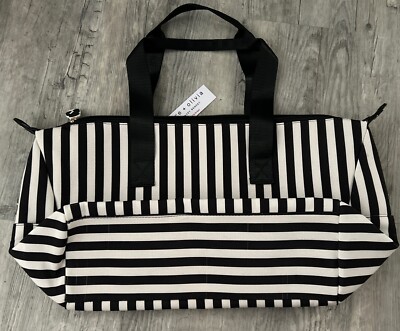 NEW Alice Olivia X FABFITFUN DUFFLE BAG Positano Stripe Black