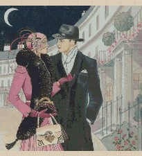 Art Deco Couple in London Counted Cross Stitch Chart No. 1-49 