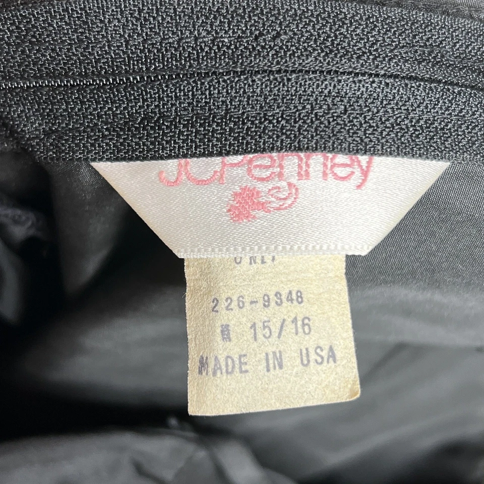 Vintage 80s JCPenney Ruffled Formal Dress Black Pink Empire Waist Layered Gothic - Image 3 of 4