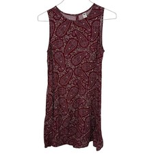 Old Navy Burgundy Paisley Sleeveless Shift Dress Large Tall Rayon Knee Length