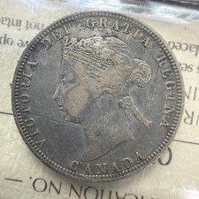 1870 Canada Twenty Five Cent Silver Coin - Obverse 1 - ICCS VG10 - OP 173 - C12