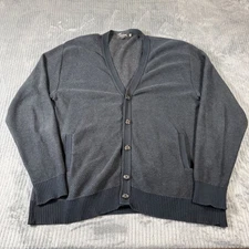 Vintage Tosani Canada Mens XL Cotton Cardigan Black Gray Grandpa Sweater