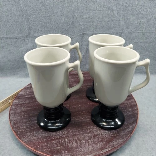 Hall  Made in USA  Vintage Pedestal Mugs With Black Base Irish Coffee 1273