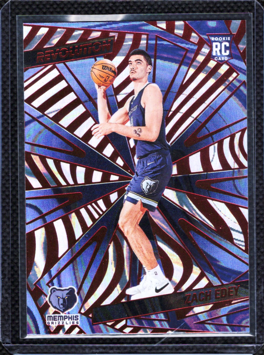2024-25 Panini Revolution - Zach Edey Rookies Red Swirl RC #134 - Grizzlies