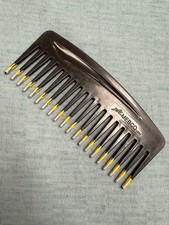 Vintage Mebco Volume Hair Comb Twice Dipped Wide Tooth Black Yellow Silver