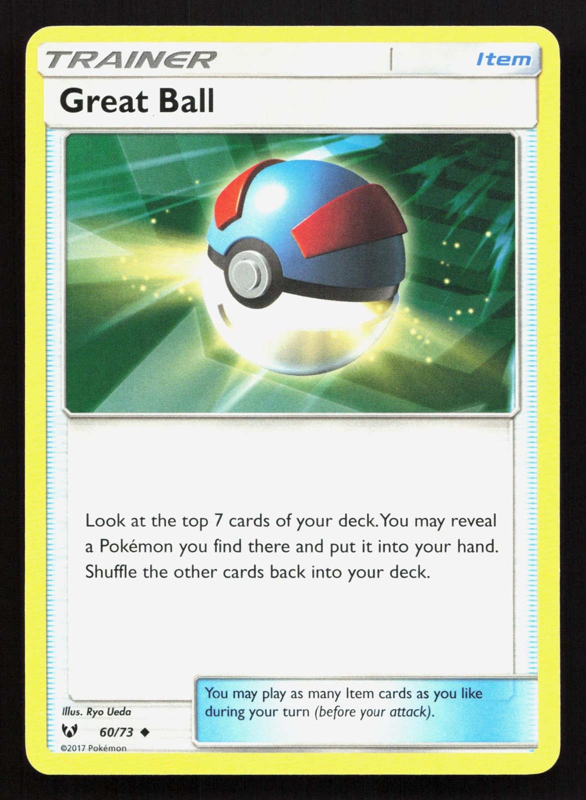 Great Ball 60/73 Shining Legends LP Pokemon Card TCG