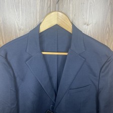 HM Blazer Jacket Mens 38S Slim Blue Solid Cotton Polyester Two Buttons Surgeons