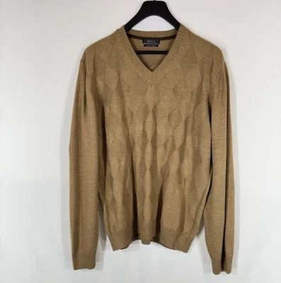 Sweat-shirt homme MISSON Lana mérinos XL pull col V beige patchs coudes - Photo 1/4
