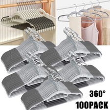 100 Pack Plastic Hangers Non Slip for Clothes Coat Heavy Duty 360  Swivel Hook