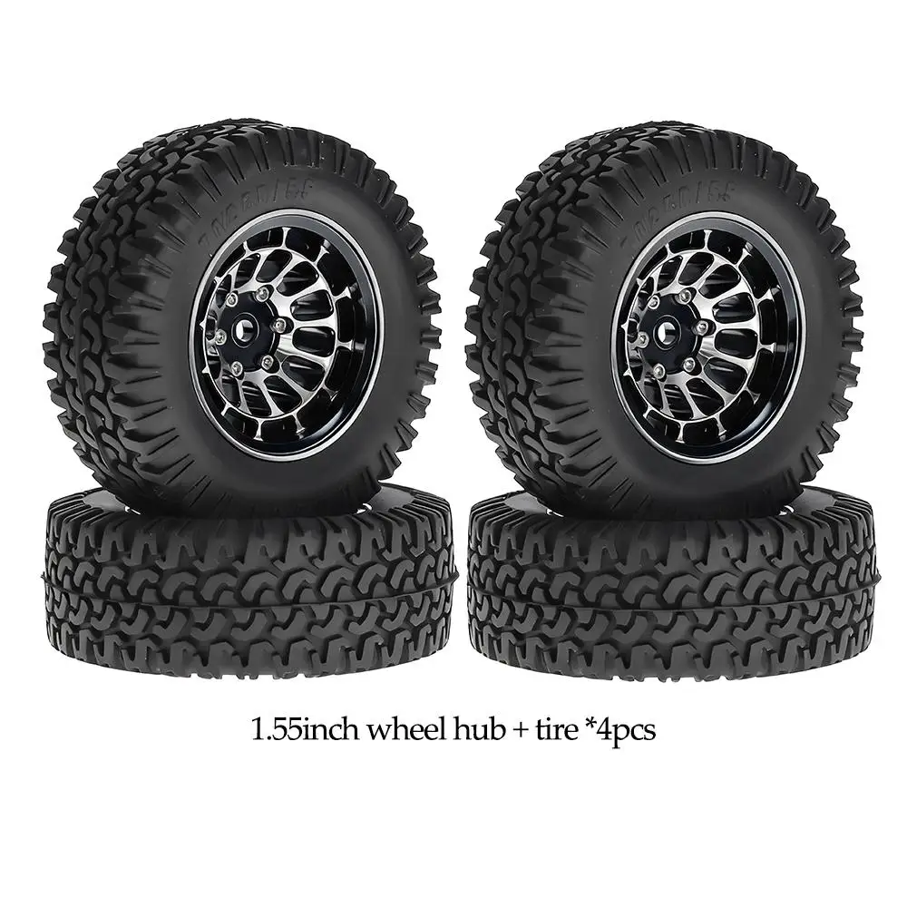 1.55-Inch Metal Wheel Hub+Rubber Tire for 1/10 Rc Rock Crawler Cars Axial 90069