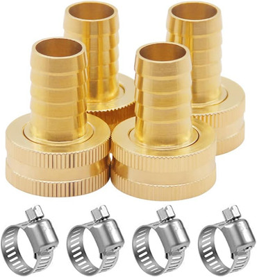 4PCS 3/4'' Barb x 3/4'' Female GHT Thread Soild Brass Garden Hose Repair Kit Fe...