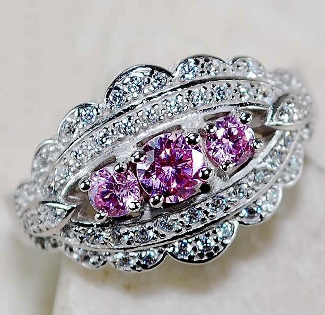 3CT Heat Treated Pink Topaz 925 Solid Sterling Silver Ring Sz 8 L1-1