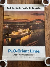 P&O ORIENT CRUISE LINES ‘Sail the South Pacific’ Travel Poster 28”x21” - RARE!