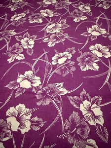 Vintage Purple Hawaiian Flower Fabric 43X57” 1.5 Yards