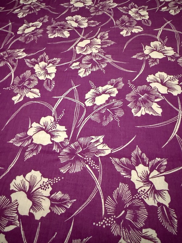 Vintage Purple Hawaiian Flower Fabric 43X57” 1.5 Yards