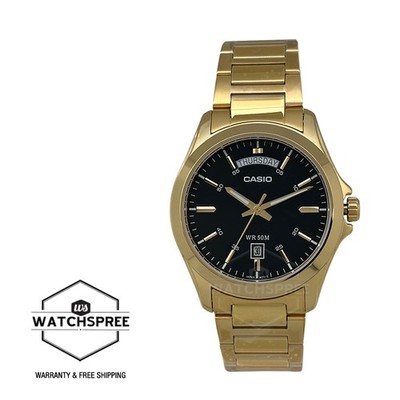 Casio Men's Analog Gold Ion Plated Stainless Steel Band Watch MTP-1370G-1A