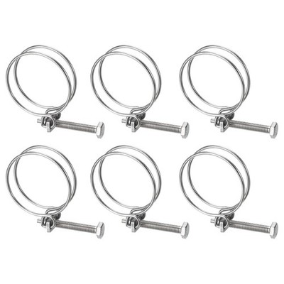 6Pcs Double Wire Hose Clamp 51-57mm Adjustable Hose Clip with M8 Bolt