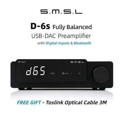 SMSL D-6s MQA Fully Symmetric USB-DAC | ES9039Q2M Preamplifer, Bluetooth & Remote
