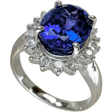 Anello US 5,8 Tanzanite 3,12 ct diamante 0,39 ct Pt900Platino 7,0 g Donna