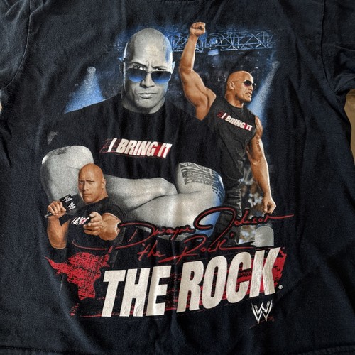 WWE T Shirt Boys 10/12 Black Dwayne The Rock Johnson I Bring It Tee Vintage 2011 - Picture 2 of 4