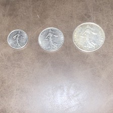 France 1965 1/2 Franc ,1960 1 Franc 1964 5 Francs 