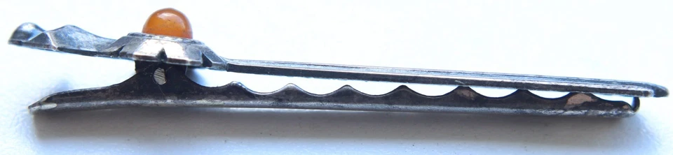 Clip de corbata vintage de plata de ley con ámbar 6,36 gramos Foto 4 de 4