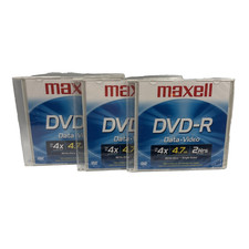 Maxell DVD-R 3-Pack 4.7GB 8X Speed 120 Min Blank Media w/ Jewel Cases NEW SEALED