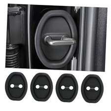 4PCS Door Latch Lock Cover,Silicone Door Latch Guard Car Black