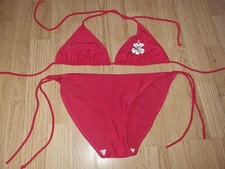 Gorgeous red SUMMER SHOP halterneck bikini top bottom set size 16
