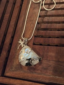 Bohemian Moonstone pendant 925 Dragonfly Charm , 925 Pendant, 925 Silver Chain