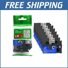 Premium 6/Pack 1/2" Laminated Black on Clear Tape for P-touch Label Makers